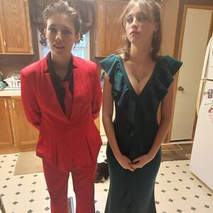 Women's Red Suit Jacket And Pants